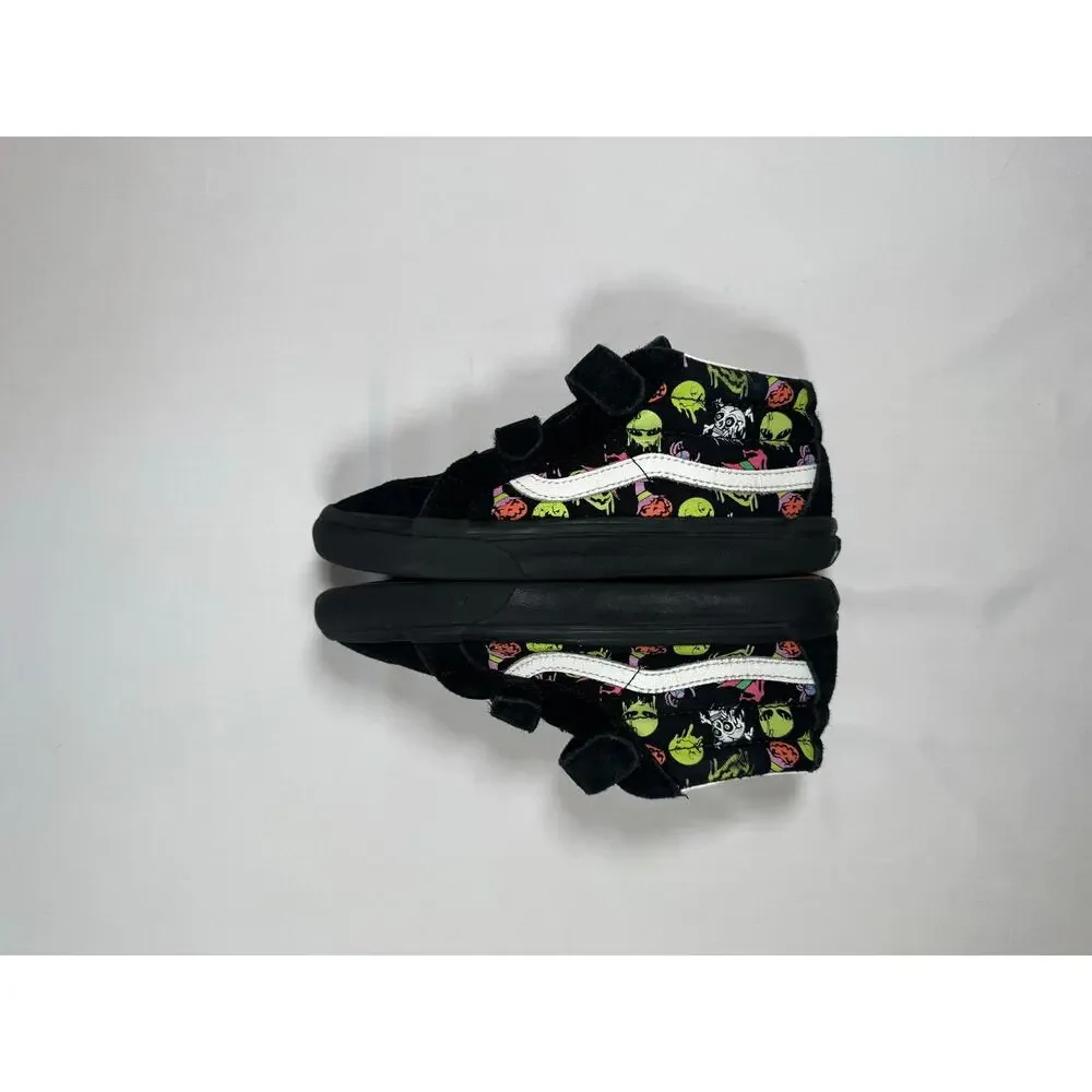 VANS  SK8-MID Hook loop SNEAKER Kids 3 TRIPPY DRIP BLACK GLOW IN THE DARK